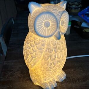 Elegant White Ceramic Owl Figurine